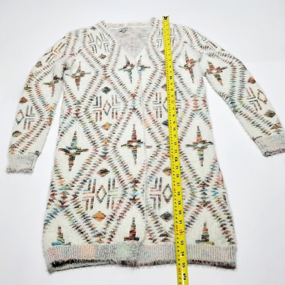 OCEANUS Southwestern Knit Open Front Cardigan Duster Soft & Cozy (S) - Picture 12 of 12